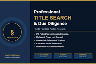 do professional florida tax deed due diligence and title search report