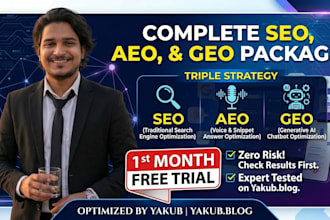 provide full website SEO aeo and GEO with first month free service