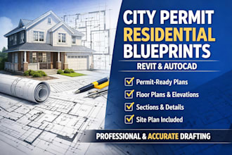 design complete city permit, residential blueprints in revit or autocad