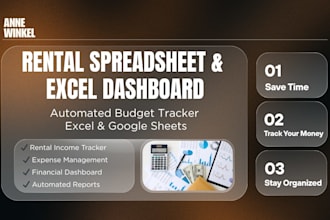 do automated rental spreadsheet, budget tracker, excel google sheet dashboard