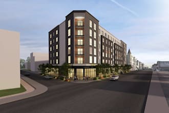 sketch large mixed building commercial on your realestate property,corona render