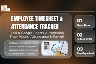 fix or build google excel spreadsheets, employee timesheet, attendance tracker