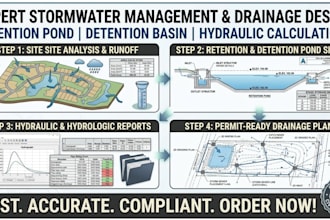 design retention pond or storm water detention with hydraulic calculation