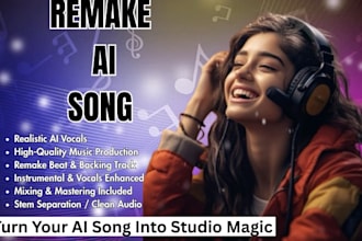 remake rewrite and upgrade your ai song and udio ai song to studio quality
