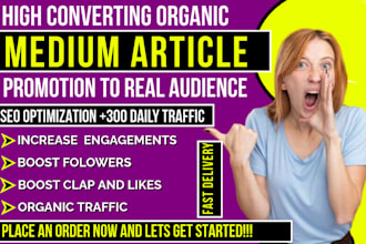 massive medium article promotion, medium profile promotion, medium followers