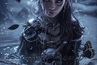 create cinematic dark fantasy ai character art, oc, dnd portrait