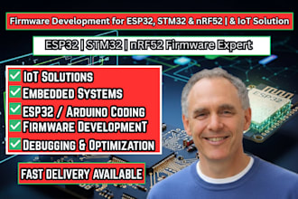 firmware development for microcontrollers esp32, nrf52, stm32