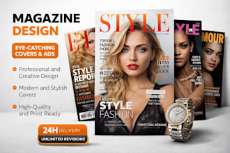 design a professional fashion flyer, magazine covers, magazine ads, and catalog