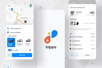 develop ride sharing app, tracking app, transport tracking app like uber or bolt