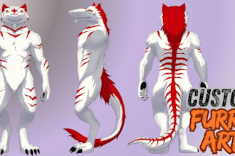 draw furry nsfw art fursona ref sheet character design in anime style anthro oc