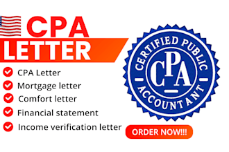 prepare US CPA letter, income letter, audit financials and mortgage letter