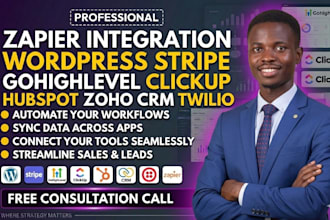 zapier integration wordpress stripe gohighlevel clickup hubspot  zoho crm twilio