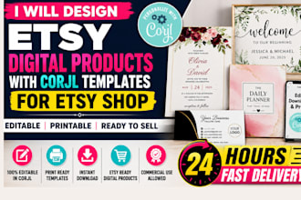 design etsy digital products with corji templates for etsy shop