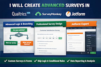 create advanced surveys in qualtrics, surveymonkey, and jotform
