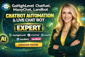 gohighlevel chatfuel, manychat, landbot ai chatbot automation, live chat bot