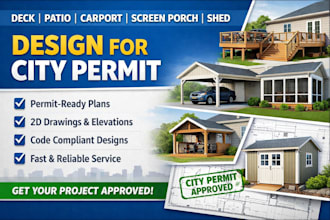 design deck patio carport screen porch and shed for house plan for city permit