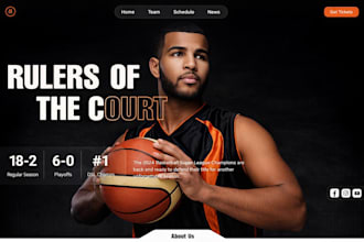 build sports website, basketball website, sport team, tournament website