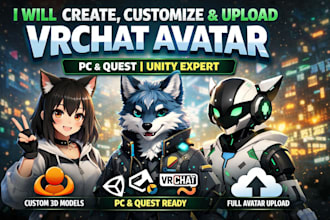 create customize upload vrchat avatar for PC quest with unity