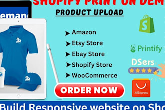 setup shopify pod store website dropshipping gelato bulk tshirt design printify