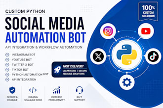 develop instagram bot, tiktok bot, social media bot, youtube bot, twitter x bot