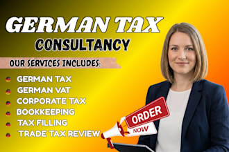 handle german tax filing, vat return, bookkeeping, income tax, german vat
