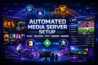 install plex mautomate plex media server, jellyfin, emby, sonarr, radarr , iptv