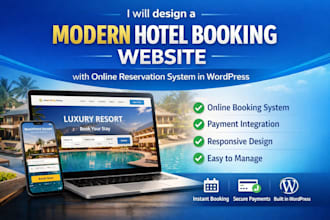 design modern hotel booking website with online reservation system in wordpress