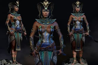 make 3d character modeling for game and animation, film and video game, rigging