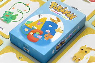 design educational playing card card game memory card flashcards box mockup