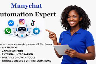 create manychat automation for facebook messenger, instagram, whatsapp, telegram