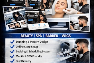 design wix cosmetic, skincare, spa, barber, salon, wig website on wix
