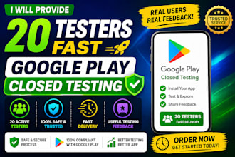 provide 12 tester for your google play console closed testing app 20 testers aso