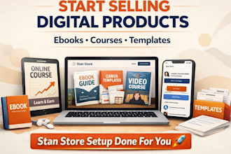 setup stan store, digital product store ebooks, courses, templates for coaches