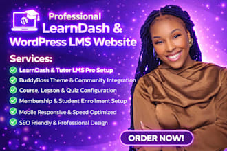 build a learndash wordpress lms, buddyboss and tutor lms website