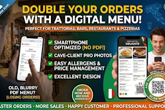design first modern and professional menu qr code restaurant bar menu fast food