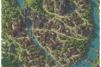 fantasy map site map city map game map vector map dnd google map illustration