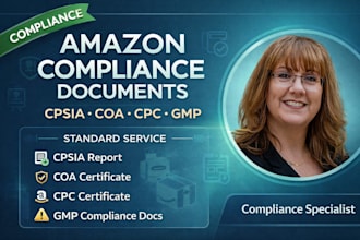 prepare cpsia report, coa, CPC certificate, gmp compliance for amazon sellers