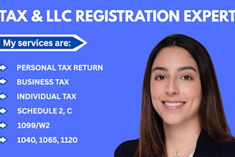 prepare tax return, 1065, 1120, 5472, 1040, schedule c, w2, llc tax in 24 hours