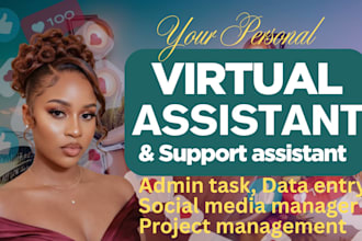 executive personal virtual assistant, admin task social media content support VA