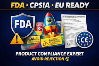 help with fda registration, cpsia toy label, age warning label and eu compliance