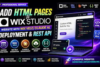 add html pages to wixstudio website with wix velo claude ai deployment rest api