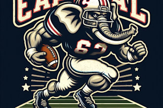 design high quality elephent football mascot logo with t shirt design