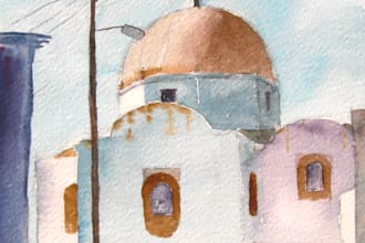 create a handmade architectural watercolor