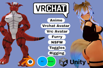 do custom vrchat furry avatar anime vrc avatar nsfw vtuber 3d model vr character