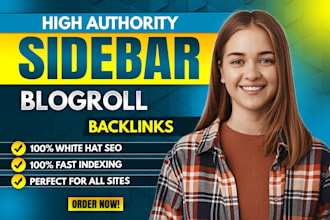 create permanent da DR 50 plus sidebar blogroll dofollow backlinks