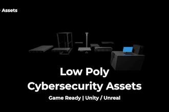 create low poly cybersecurity 3d assets