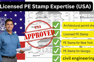 architectural permit drawing, and licensed pe stamp for new york, georgia