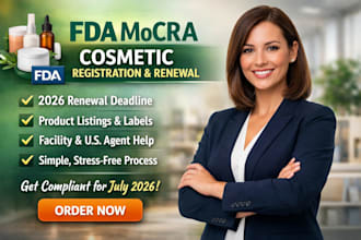 help you with fda mocra cosmetic registration renewal and product listing 2026
