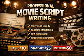 write a professional movie script, screenplay writing or short film script,