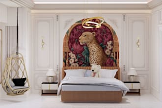 design modern master bedroom in realistic 3d